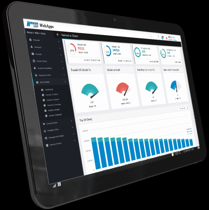 Nexus bord webapp analiză vânzări şi clienţi